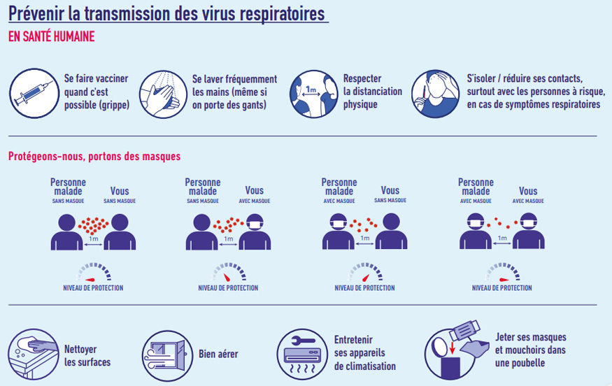 Infographie - Prévenir la transmission des virus respiratoires